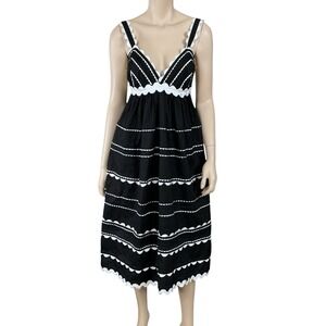 Sofie The Label Dress Women Medium Everly Black White Midi Tie Back Sleeveless